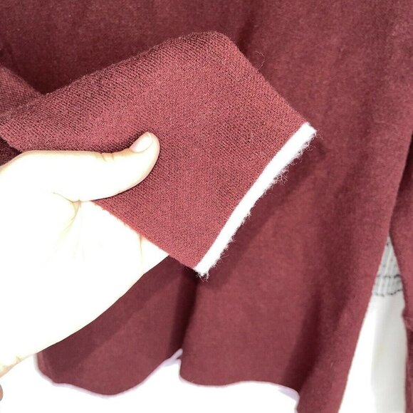 Anthropologie Lizzie Mock Neck Sweater XS | Burgundy Knit Pullover Cozy Fall - Picture 10 of 14